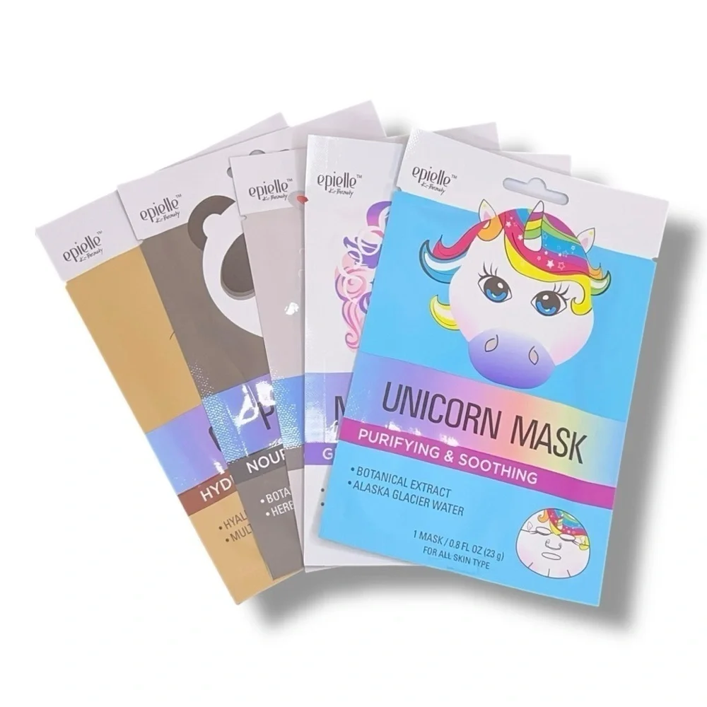 Lot Of 5 Face Masks Skincare Animal Print New Fun Gift